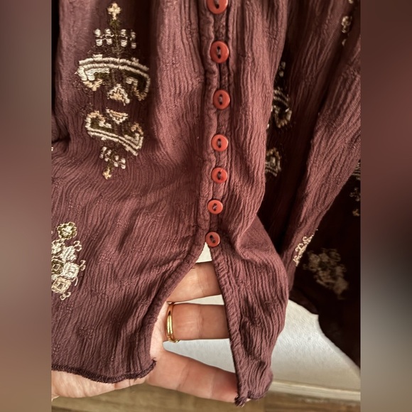 Free People Boho Arianna Tunic Flowey
Embroidered Brown Top S - Picture 11 of 15